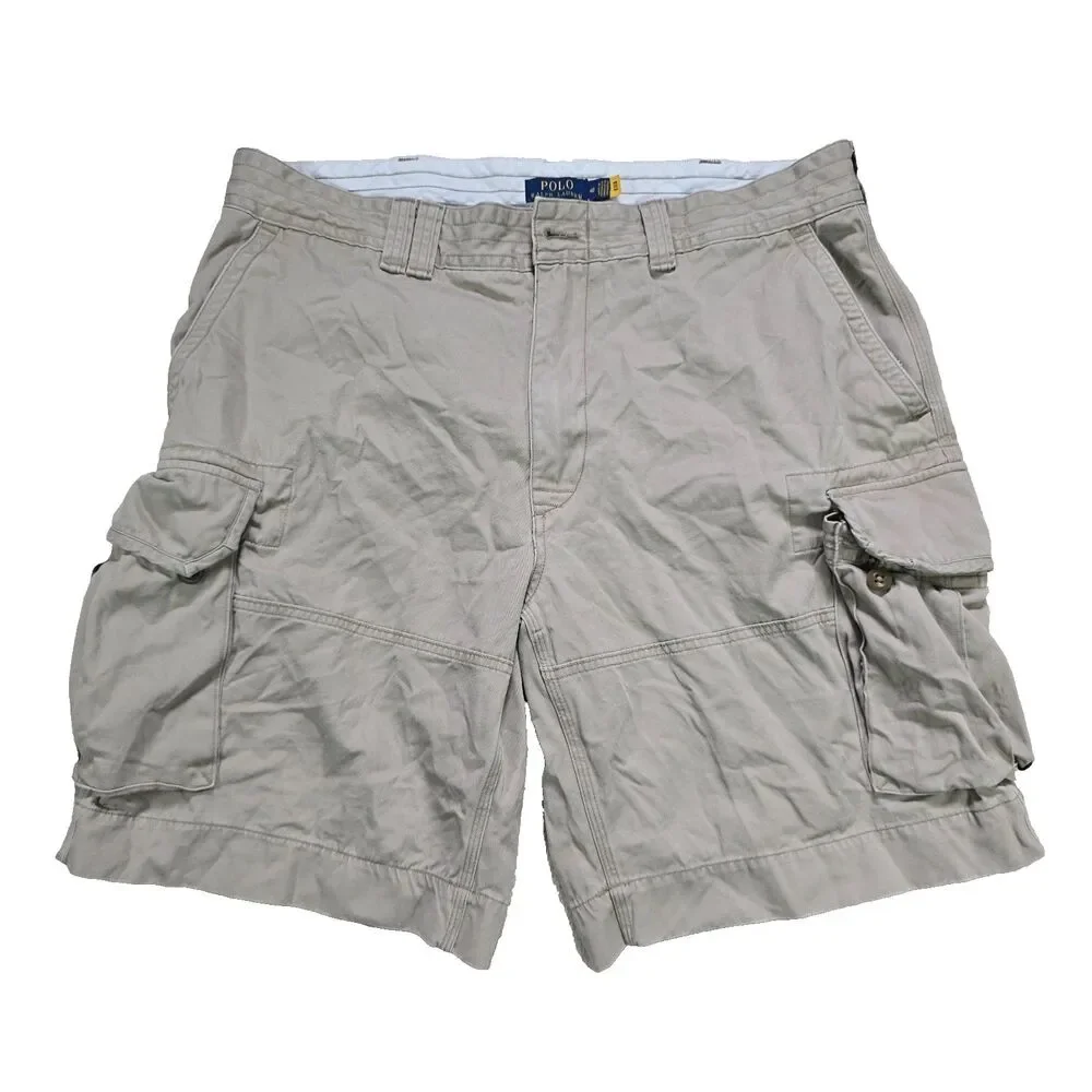 Polo Ralph Lauren Beige Cargo Shorts Men's Size 40 Pockets Belt Loops Outdoor